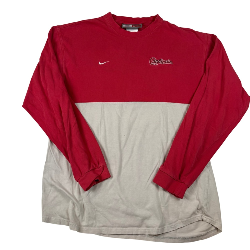 Nike‎ St. Louis Cardinals Shirt XL Red Tan Colorblock Long Sleeve MLB Y2K Skater